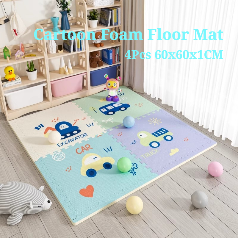 Number Puzzle Foam - 4Pcs 60x60x1CM Cartoon Foam Floor Mat