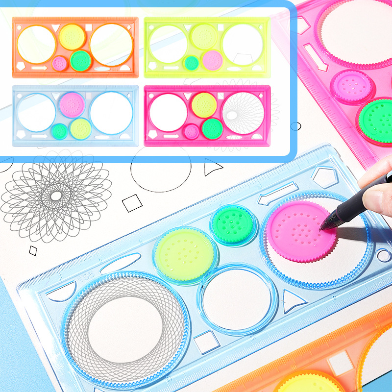 Kids Education Gift - Geometry Spirograph Drawing Rulers Stencils Set