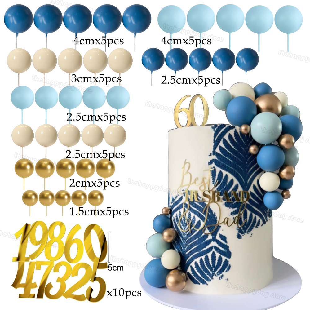 50Pcs Blue Cream Gold Balls Ca - огляд і ціна Number Puzzle Foam