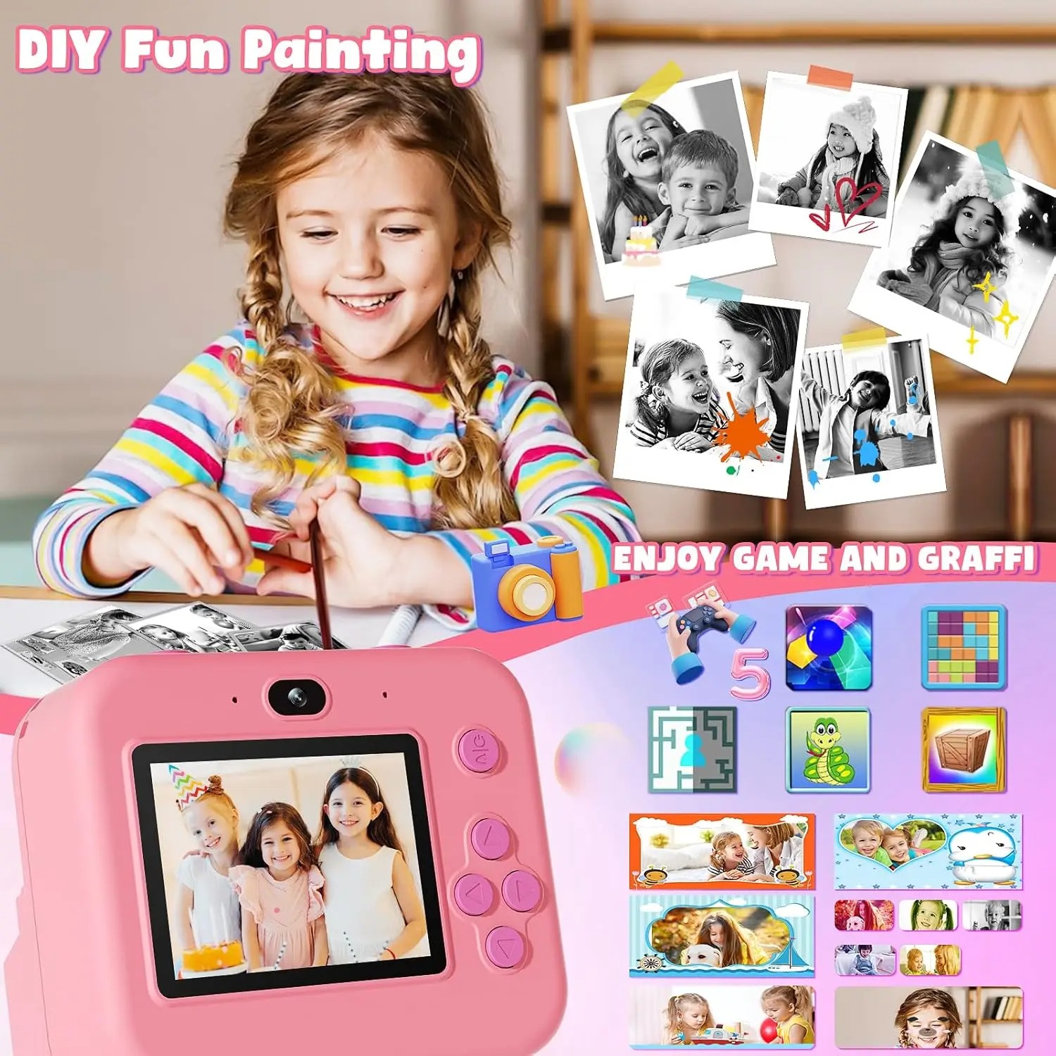 newInstant Print Camera With 3 - огляд і ціна Kids Educational Videos